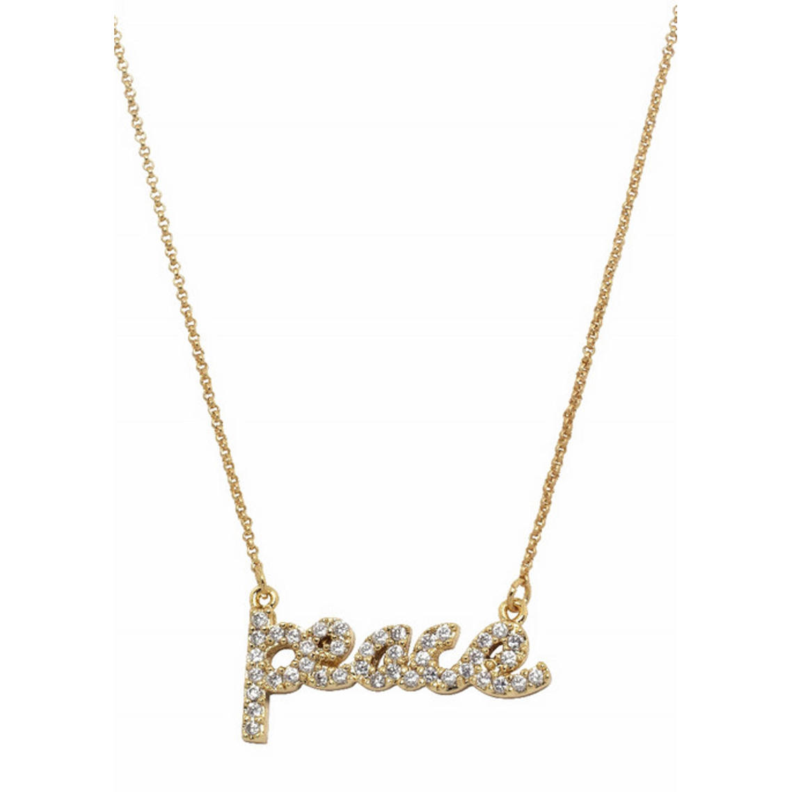 Lisa Freede Peace Script Necklace Brand New 93 Retail Gold Tone J81